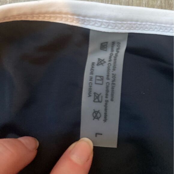 JIMMI SWIM NWT Tuxedo Bikini Set Swim Suit Size L Black White Demi Padded Cheeky - Picture 14 of 16